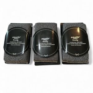 Equate Beauty Charcoal Infused Exfoliating Body Scrubber – 3 Pack | NWT